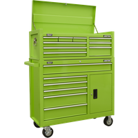 SEALEY Topchest & Rollcab Combination 15 Drawer With Ball-Bearing Slides - Green | AP41STACKHV | GSF Car Parts