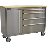 SEALEY Mobile Stainless Steel Tool Cabinet 4 Drawer | AP4804SS | GSF Car Parts