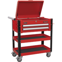 SEALEY Heavy-Duty Mobile Tool & Parts Trolley 2 Drawers & Lockable Top - Red | AP760M | GSF Car Parts