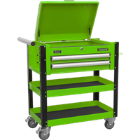 SEALEY Heavy-Duty Mobile Tool & Parts Trolley 2 Drawers & Lockable Top - Green | AP760MHV | GSF Car Parts