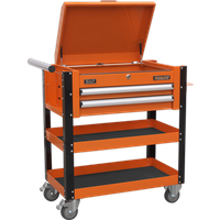 SEALEY Heavy-Duty Mobile Tool & Parts Trolley 2 Drawers & Lockable Top - Orange | AP760MO | GSF Car Parts