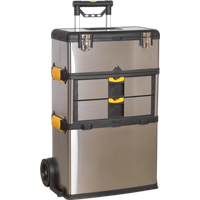 SEALEY Mobile Stainless Steel/composite Toolbox - 3 Compartment | AP855 | GSF Car Parts
