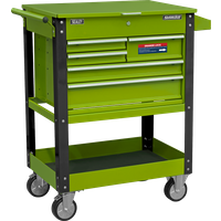 SEALEY Heavy-Duty Mobile Tool & Parts Trolley With 5 Drawers And Lockable Top- Hi-Vis Green | AP890MHV | GSF Car Parts