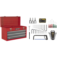 SEALEY Portable Tool Chest 3 Drawer With Ball-Bearing Slides - Red/grey & 93Pc Tool Kit | AP9243BBCOMBO | GSF Car Parts