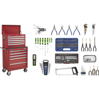 SEALEY Topchest & Rollcab Combination 10 Drawer With Ball-Bearing Slides - Red With 148Pc Tool Kit | APCOMBOBBTK55 | GSF Car Parts