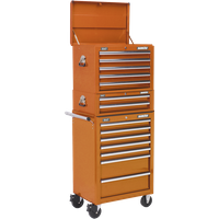 SEALEY Topchest, Mid-Box Tool Chest & Rollcab Combination 14 Drawer With Ball-Bearing Slides - Orange | APSTACKTO | GSF Car Parts