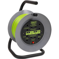 SEALEY Cable Reel With Thermal Trip 4 X 230V 15M - Green | BCR153TG | GSF Car Parts