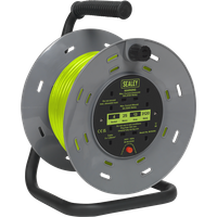 SEALEY Cable Reel With Thermal Trip 4 X 230V Sockets 25M - Green | BCR25G | GSF Car Parts