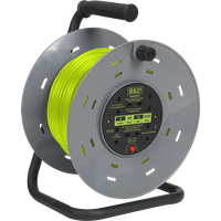 SEALEY Cable Reel With Thermal Trip 4 X 230V Sockets 50M - Green | BCR50G | GSF Car Parts