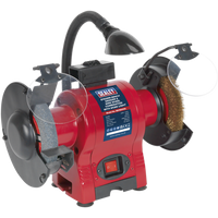 SEALEY Bench Grinder Ø150mm & Wire Wheel Combination With Worklight 250W/230V | BG150XWL | GSF Car Parts