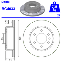Delphi Rear Solid Brake Disc Pair - 298mm Diameter | BG4033 | GSF Car Parts