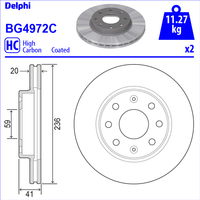 Delphi Daewoo Nexia Front Vented Brake Disc Pair Coated - 236mm Diameter | BG4972C | GSF Car Parts