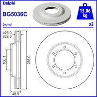 Delphi Front Vented Brake Disc Pair - 285mm Diameter | BG5036C | GSF Car Parts