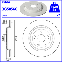 Delphi Honda Cr-V Rear Solid Brake Disc Pair Coated - 310mm Diameter | BG5056C | GSF Car Parts