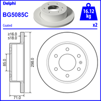 Delphi Rear Solid Brake Disc Pair - 298mm Diameter | BG5085C | GSF Car Parts