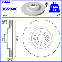 Delphi Front Brake Disc - 280mm Diameter | BG5140C | GSF Car Parts
