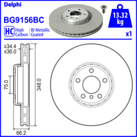 Delphi BMW 6 Series Gran Coupe Front Right Hand Brake Disc - 348mm Diameter | BG9156BC | GSF Car Parts