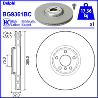 Delphi BMW X5 Front Left Hand Brake Disc - 385mm Diameter | BG9361BC | GSF Car Parts