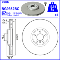 Delphi BMW X5 Front Right Hand Brake Disc - 385mm Diameter | BG9362BC | GSF Car Parts