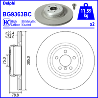 Delphi BMW X6 Rear Brake Disc - 385mm Diameter | BG9363BC | GSF Car Parts