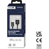 JRP Mfi Usb - Iphone Braided Cable 1.5M Black | BLAC03 | GSF Car Parts
