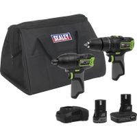 SEALEY 2 X 10.8V Sv10.8 Series Combi Drill & Impact Driver Kit | CP108VCOMBO3 | GSF Car Parts