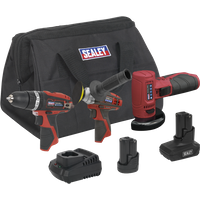 SEALEY 3 X 12V Sv12 Series Cordless Power Tool Combo Kit | CP1200COMBO7 | GSF Car Parts