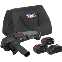 SEALEY Brushless Angle Grinder Kit 20V 4Ah Sv20 Series - 2 Batteries | CP20VAGXKIT | GSF Car Parts