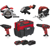 SEALEY 5 X 20V Sv20 Series Cordless 5 Tool Combo Kit - 2 Batteries | CP20VCOMBO13 | GSF Car Parts