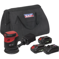 SEALEY Cordless Orbital Palm Sander Kit Ø125mm 20V Sv20 Series - 2 Batteries | CP20VOSKIT | GSF Car Parts