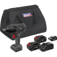 SEALEY Brushless Impact Wrench Kit 1/2"sq Drive 20V 4Ah Sv20 Series - 2 Batteries | CP20VPIWKIT | GSF Car Parts