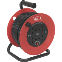 SEALEY Cable Reel 25M 4 X 230V 2.5mm² Heavy-Duty Thermal Trip | CR22525 | GSF Car Parts