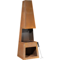 SEALEY Dellonda Outdoor Chiminea Fireplace Heater Firewood Storage - Corten Steel | DG108 | GSF Car Parts