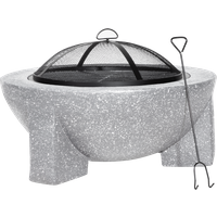 SEALEY Dellonda Round Mgo Fire Pit With Bbq Grill, Ø75Cm, Safety Mesh Screen - Light Grey | DG190 | GSF Car Parts