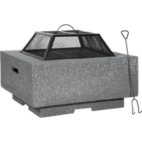 SEALEY Dellonda Square Mgo Fire Pit With Bbq Grill, Safety Mesh Screen And Fire Poker, Magnesium Oxide, Suitable For Wood And Charcoal - Dark Grey | DG193 | GSF Car Parts