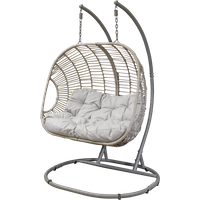 SEALEY Dellonda Egg Hanging Swing Chair, Wicker Rattan Basket, Steel Frame, Double | DG61 | GSF Car Parts
