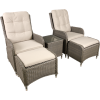 SEALEY Dellonda Chester Rattan Wicker Outdoor Recliner Seat & Coffee Table Set, Brown | DG68 | GSF Car Parts