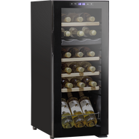 SEALEY Baridi 18 Bottle Dual Zone Wine Cooler, Fridge With Digital Touchscreen Controls, Wooden Shelves & Led Light, Black | DH89 | GSF Car Parts