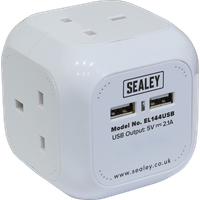 SEALEY Extension Cable Cube 1.4M 4 X 230V & 2 X Usb Sockets - White | EL144USB | GSF Car Parts