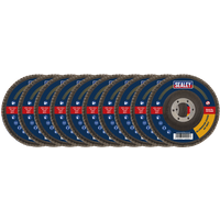 SEALEY 40Grit Flap Discs Aluminium Oxide Ø115mm Ø22mm Bore - Pack Of 10 | FD11540E10 | GSF Car Parts