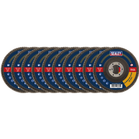SEALEY Assorted Grit Flap Discs Aluminium Oxide Ø115mm Ø22mm Bore - Pack Of 10 | FD115EMIX | GSF Car Parts