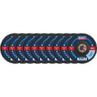 SEALEY Assorted Grit Flap Discs Zirconium Ø115mm Ø22mm Bore - Pack Of 10 | FD115MIX | GSF Car Parts
