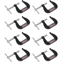 SEALEY Junior C-Clamp 8Pc Set - 38mm X 38mm | GCC03 | GSF Car Parts