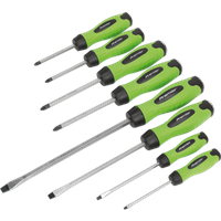 SEALEY Screwdriver Set 8Pc Hammer-Thru Hi-Vis Green | HV002 | GSF Car Parts