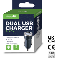 JRP Black Dual Usb Car Charger | ICDC01 | GSF Car Parts