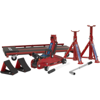 SEALEY Lifting Kit 5Pc 2 Tonne (Inc Jack, Axle Stands, Creeper, Chocks & Wrench) | JKIT01 | GSF Car Parts