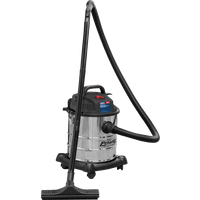 SEALEY Vacuum Cleaner Wet & Dry 20L 1200W/230V Stainless Drum | PC195SD | GSF Car Parts