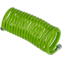 SEALEY Pe Coiled Air Hose 5M X Ø5mm With 1/4"bsp Unions - Green | SA335G | GSF Car Parts