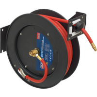 SEALEY Retractable Air Hose Metal Reel 15M Ø10mm Id Rubber Hose | SA841 | GSF Car Parts