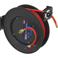 SEALEY Retractable Air Hose Steel Reel 20M Ø10mm Id Rubber Hose | SA85 | GSF Car Parts